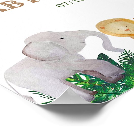 Welkombord voor babyborrel met safari-dieren poster (Hoek)