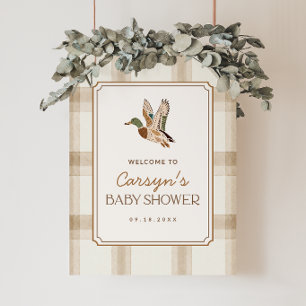 Welkombord voor babyfeest met wilde eend poster