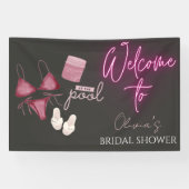 Welkombord voor bruidsfeest aan het zwembad spandoek (Horizontaal)