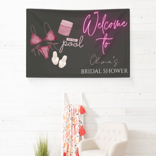 Welkombord voor bruidsfeest aan het zwembad spandoek (Insitu)