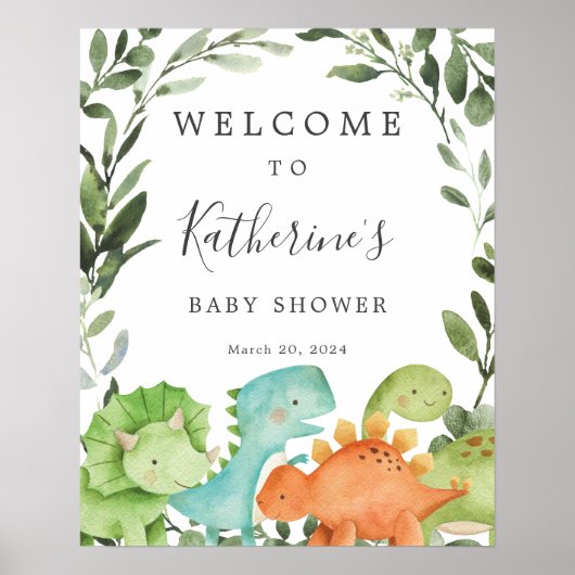 Welkombord voor dinosaurus-babyshower poster (Voorkant)