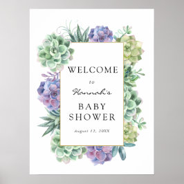 Welkombord voor een babyfeest met vetplanten poster