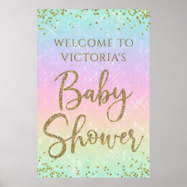 Welkombord voor een regenboog baby shower poster