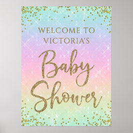 Welkombord voor een regenboog baby shower poster