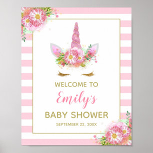 Welkombord voor eenhoorn baby shower poster