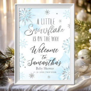 Welkombord voor Little Snowflake Boy Baby Shower Poster
