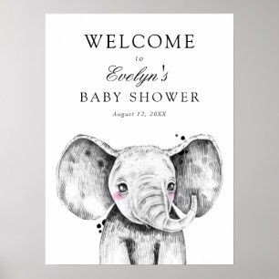 Welkombord voor olifant baby shower poster