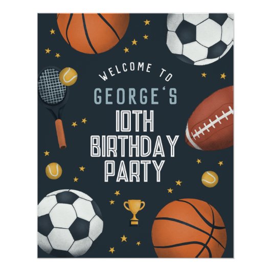 Welkombord voor sportief blauwe jongens verjaardag perfect poster (Voorkant)