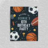 Welkombord voor sportief blauwe jongens verjaardag perfect poster