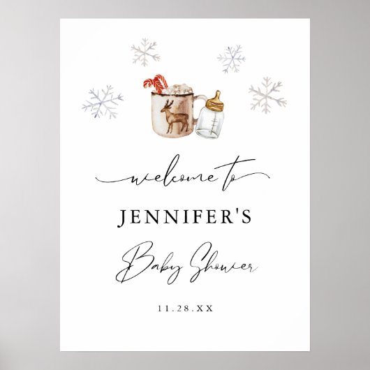 Welkombord voor warme chocolade winter baby shower poster (Voorkant)