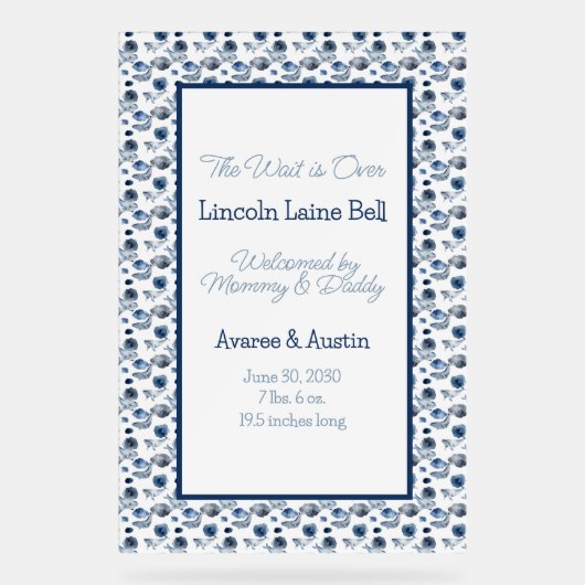 Welkombordje voor baby jongen acryl bord (Voorkant)