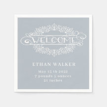 welkome baby blauwe monogram