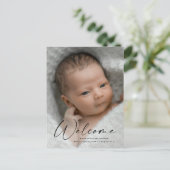 Welkome Baby Foto van modern script - Dank u Briefkaart (Staand voorkant)