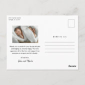 Welkome Baby Foto van modern script - Dank u Briefkaart (Achterkant)