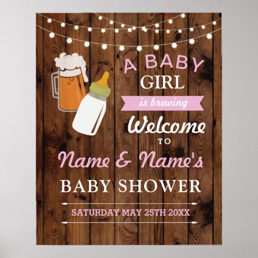 Welkome Baby shower Poster Brouwerij Hout (Voorkant)