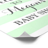 Welkome Baby shower Sign Mint Flowers Stripes Poster (Hoek)