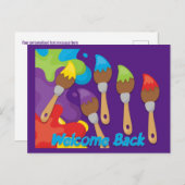 Welkome back-penselen Primaire kleuren Aangepast Aankondigingskaart (Voorkant / Achterkant)
