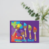 Welkome back-penselen Primaire kleuren Aangepast Aankondigingskaart (Staand voorkant)