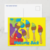 Welkome back-penselen Primaire kleuren Aangepast Briefkaart (Voorkant / Achterkant)
