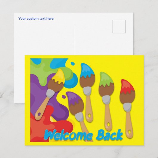 Welkome back-penselen Primaire kleuren Aangepast Briefkaart (Voorkant / Achterkant)
