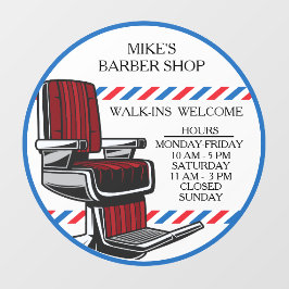 Welkome barber-stoelenwinkeluren aanpassen voor Wa Raamsticker