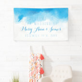 Welkome blauwe Waterverf voor Seaside Wedding Spandoek (Insitu)