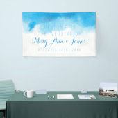 Welkome blauwe Waterverf voor Seaside Wedding Spandoek (Beurs)