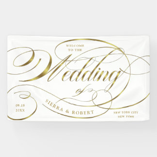 Welkome Elegant Gold Curved Script Banner