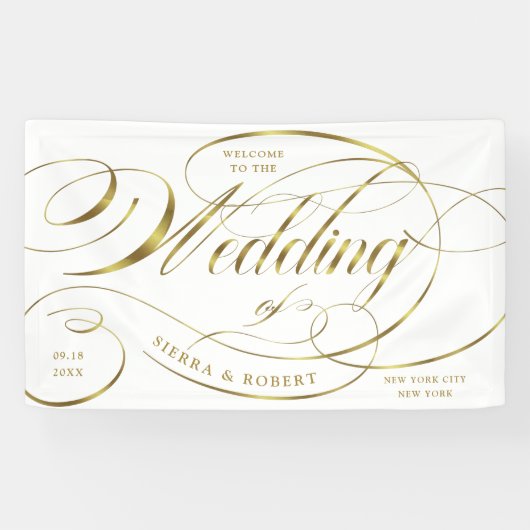 Welkome Elegant Gold Curved Script Banner (Horizontaal)