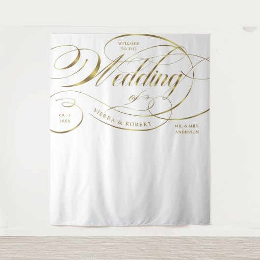 Welkome Elegant Gold Curved Script Banner Wandkleed (Voorkant)