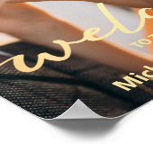 welkome gouden stijlvolle poster voor bruiloft met (Hoek)