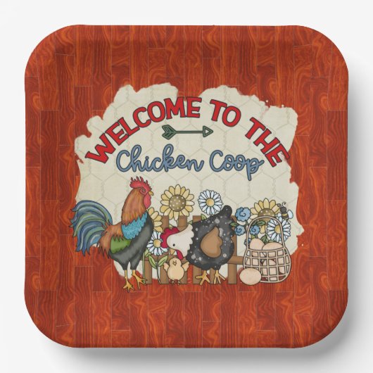 welkome koningsfeest voor kippen papieren bordje (Voorkant)