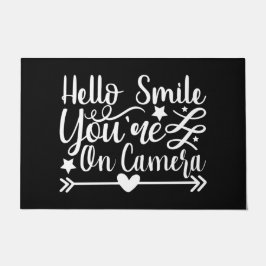 Welkome Mat Hallo glimlach U bent op camera