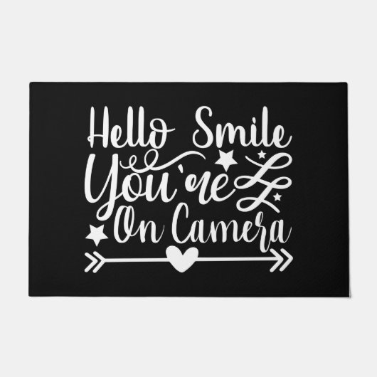 Welkome Mat Hallo glimlach U bent op camera (Voorkant)