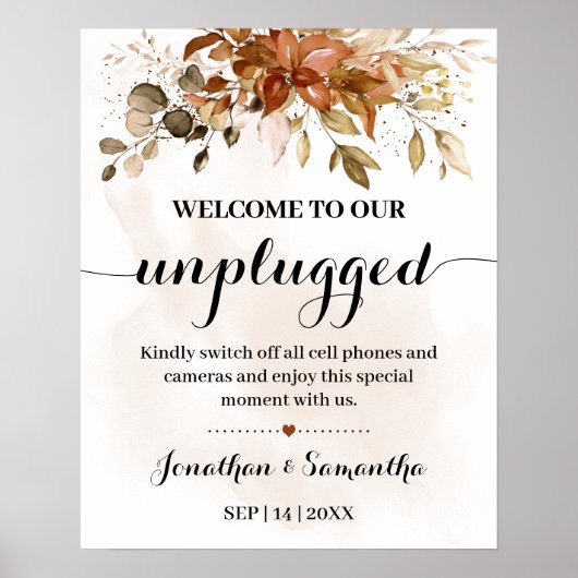 Welkome onplugging Ceremony Autumn Wedding Poster (Voorkant)