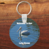 Welkome Pelican Wild Bird Home Guest Sleutelhanger (Voorkant)