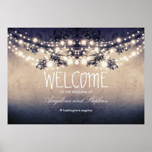 Welkome string lichten poster met boomtakken (Voorkant)