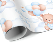 Welkome teddybeer op het baby shower van wolken cadeaupapier (Rol Hoek)