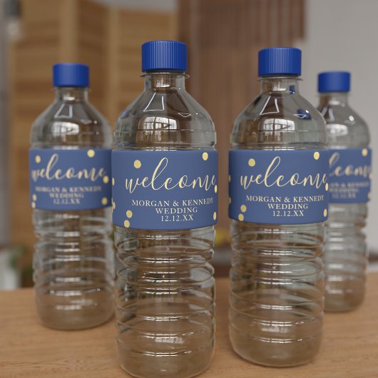 Welkome waterfles Etiket voor middernacht blauwe b