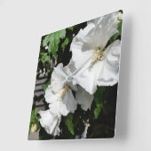 welkome witte bloemen vierkante klok (Hoek)