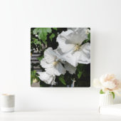 welkome witte bloemen vierkante klok (Huis)