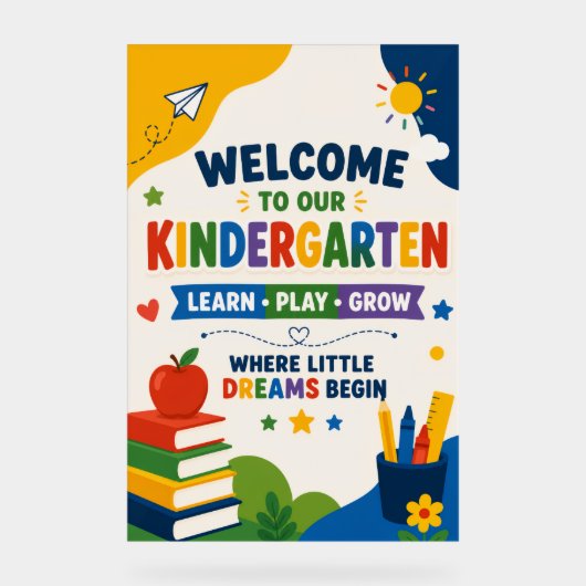 Welkomposter voor kleuterschool acryl bord (Voorkant)