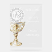 Welkoms Chalice Host Eerste Heilige Communie Acryl Bord (Voorkant)