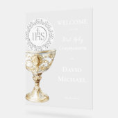 Welkoms Chalice Host Eerste Heilige Communie Acryl Bord (Hoek)