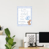 Welkomsposter 1e verjaardag Little Bunny Blue Poster (Thuiskantoor)