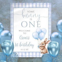 Welkomsposter 1e verjaardag Little Bunny Blue