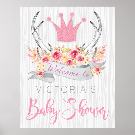 Welkomsposter voor prinses babyshower poster (Voorkant)