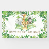 Welkomstachtergrond oerwoud Dieren Greenery Birthd Spandoek (Horizontaal)