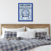 Welkomstankerpunt op blauw-ingewanden canvas afdruk (Insitu (Slaapkamer))