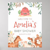 WelkomstBaby shower landbouwhuisdieren Poster (Voorkant)